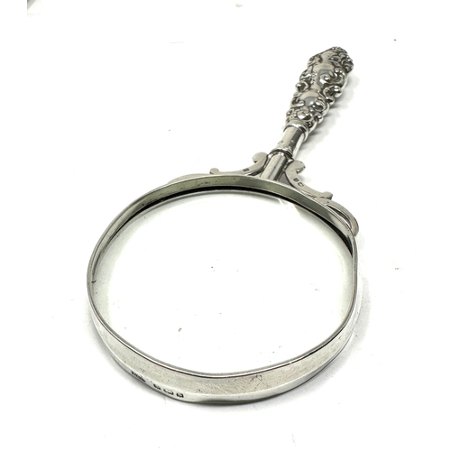 63 - Antique silver handle & frame magnifying glass measures approx 16cm long birmingham silver hallmarks