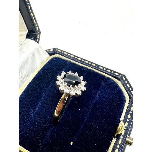 122 - 9ct gold diamond & sapphire dress ring 3.4g