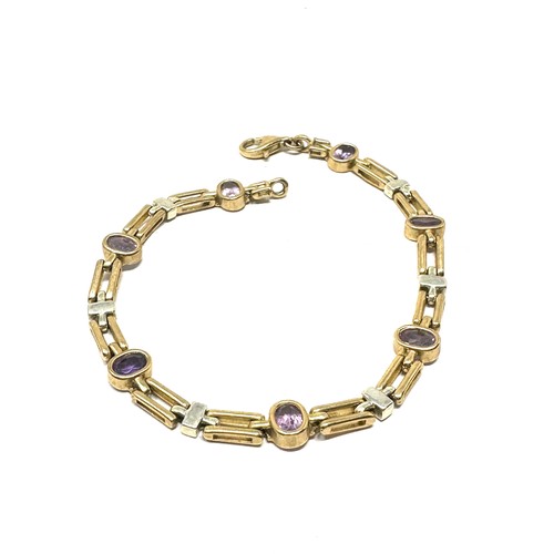 125 - 9ct white & yellow gold amethyst  bracelet (10.5g)