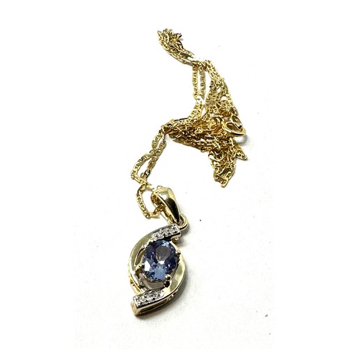 112 - 9ct gold diamond and tanzanite pendant necklace (2.8g)