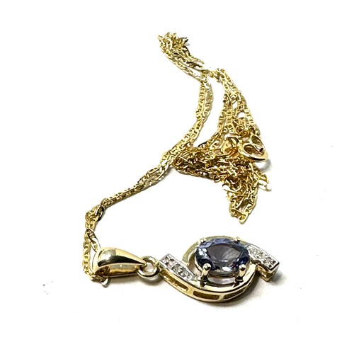 112 - 9ct gold diamond and tanzanite pendant necklace (2.8g)