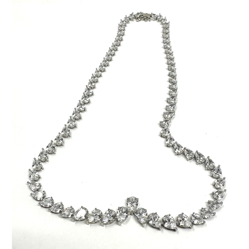 446 - .925 Statement Cubic Zirconia Necklace (35g)