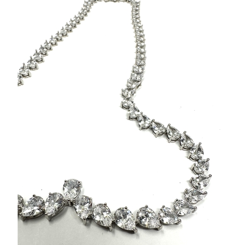 446 - .925 Statement Cubic Zirconia Necklace (35g)