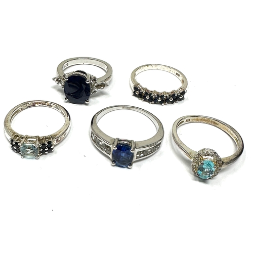 421 - 5 X .925 Gemstone Set Rings Including Tggc And Sapphire (18g)