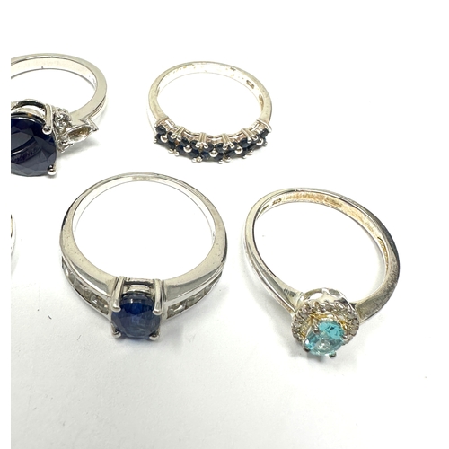 421 - 5 X .925 Gemstone Set Rings Including Tggc And Sapphire (18g)