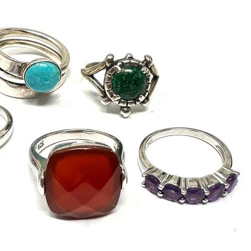 403 - 5 X .925 Gemstone Set Rings Including Larrimar (21g)