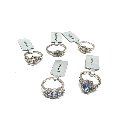 429 - 5 X .925 Gemstone Set Rings By Tggc Including Diamonds (18g)