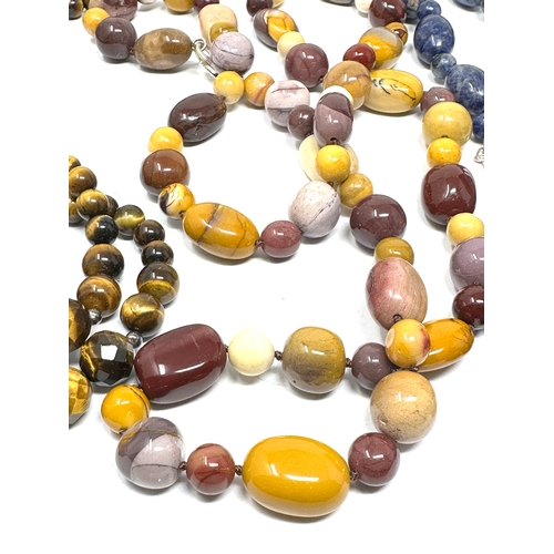 411 - 3 X Silver Clasped Gemstone Bead Necklaces Including Mookite And Sodalite (351g)