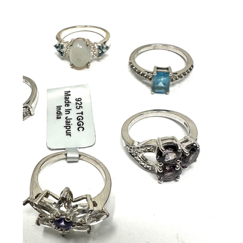 399 - 5 X .925 Gemstone Set Rings Including Tggc And Diamond (16g)