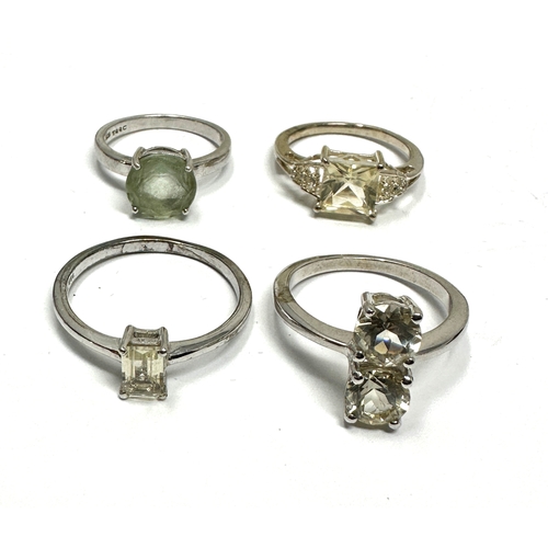 426 - 4 X .925 Gemstone Set Rings Including Tggc And Gemporia (14g)