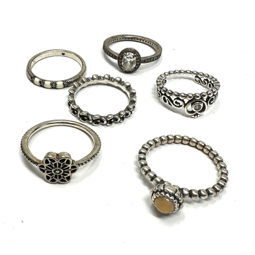 442 - 6 X .925 Rings By Pandora (22g)