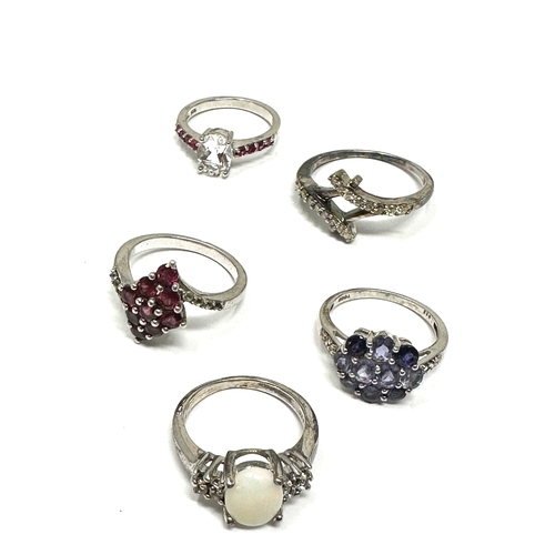 452 - 5 X .925 Gemstone Set Rings Including Tggc And Tanzanite (16g)