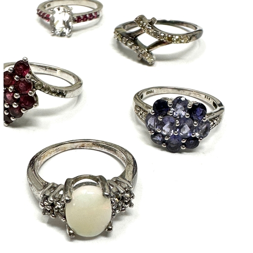 452 - 5 X .925 Gemstone Set Rings Including Tggc And Tanzanite (16g)