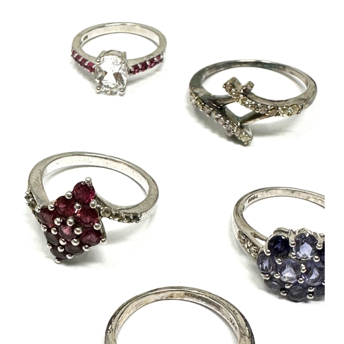 452 - 5 X .925 Gemstone Set Rings Including Tggc And Tanzanite (16g)