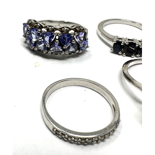 417 - 5 X .925 Gemstone Set Rings Including Tggc And Sapphire (16g)