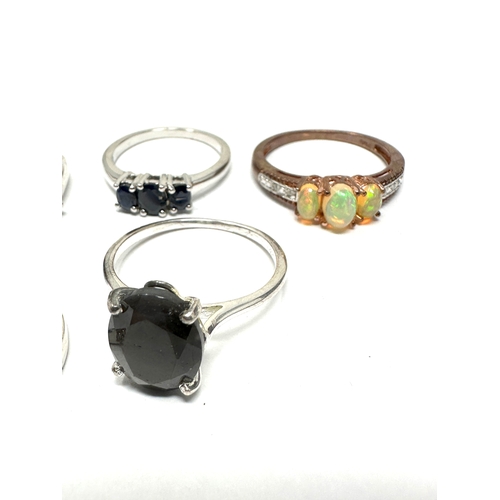 417 - 5 X .925 Gemstone Set Rings Including Tggc And Sapphire (16g)