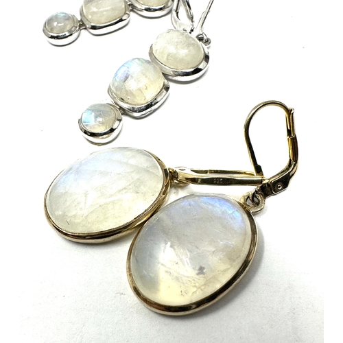 461 - 3 X .925 Moonstone Set Jewellery Including Earrings And A Cocktail Ring (26g)