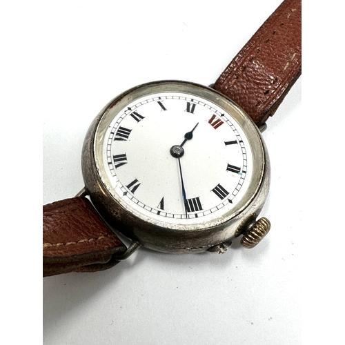 480 - Vintage Gents silver trench style wrist watch  the watch is ticking