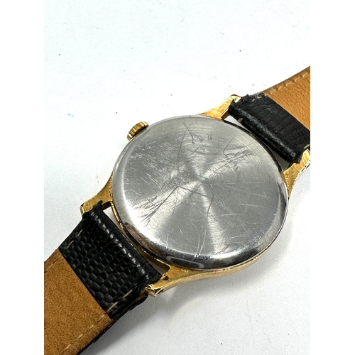 481 - Vintage Gents Smiths Astral 15 jewel wrist watch hand wind  the watch is ticking silk dial black lea... 