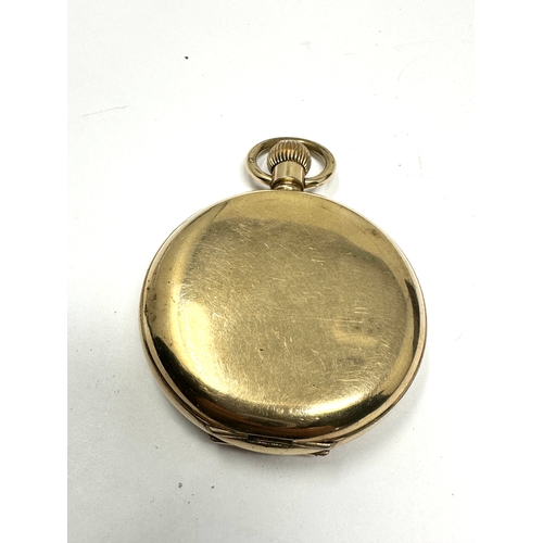 489 - Rolled gold full hunter pocket watch the watch is ticking