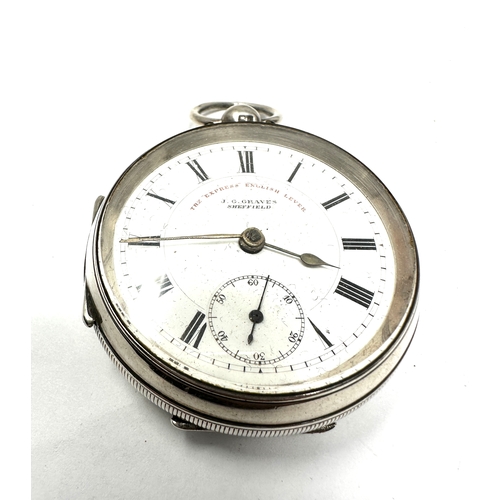 486 - Antique J.G.Graves Sheffield  open face pocket watch the watch is ticking