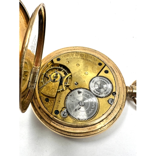 492 - Antique rolled gold waltham half hunter  pocket watch the watch is ticking