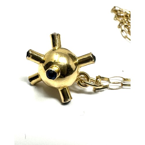 344 - 14ct Gold Paste Set Sputnik Pendant On A 9ct Gold Chain (1.7g)