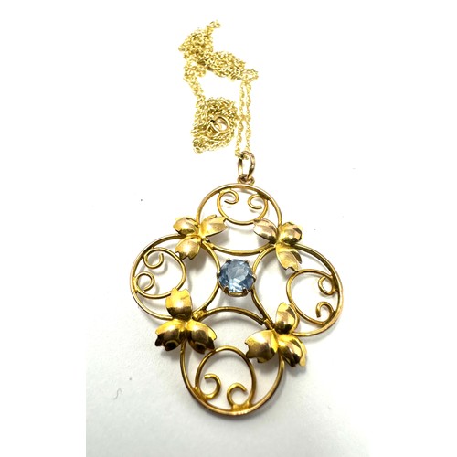 166 - 9ct Gold Edwardian Blue Paste Set Pendant Necklace (1.6g)