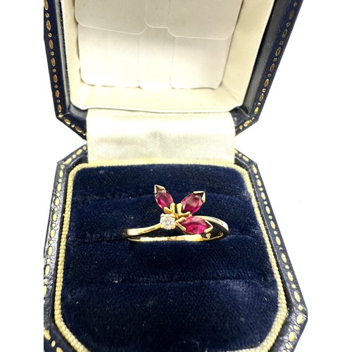 363 - 18ct Gold Marquise Cut Ruby And Diamond Set Dress Ring (2.3g)