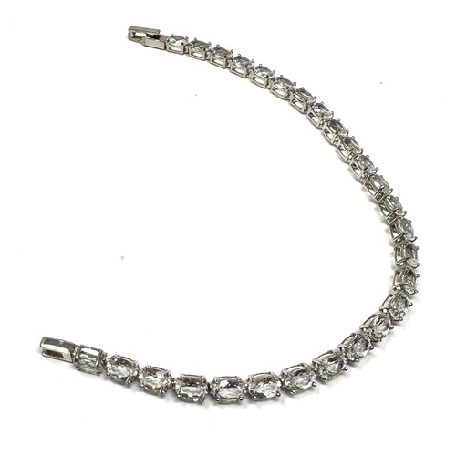 154 - 9ct White Gold Goshenite Set Tennis Bracelet (9.5g)