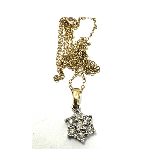 348 - 9ct Gold Vintage Diamond Set Pendant Necklace (3g)