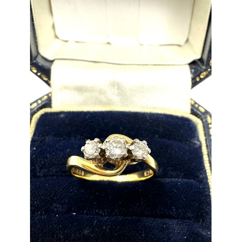 188 - 18ct Gold Round Cut Diamond Three Stone Ring (3g)