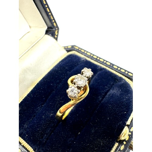 188 - 18ct Gold Round Cut Diamond Three Stone Ring (3g)