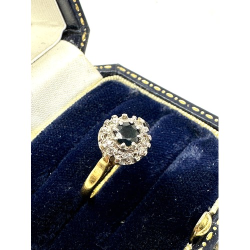 303 - 18ct Gold Diamond & Sapphire Halo Ring (2.6g)