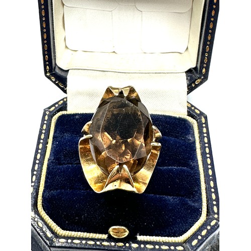 233 - Chunky 9ct Gold Smoky Quartz Ring (9.2g)