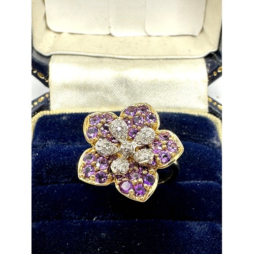 265 - 9ct Gold Diamond And Amethyst Ring (4.9g)