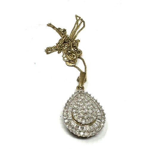 241 - 9ct  Gold Diamond  Cluster Pendant Necklace (3.7g)