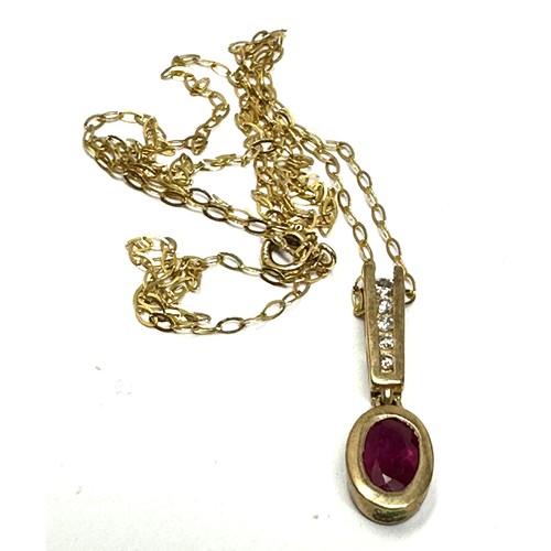 284 - 9ct Gold Diamond And Ruby  Pendant Necklace (1.5g)