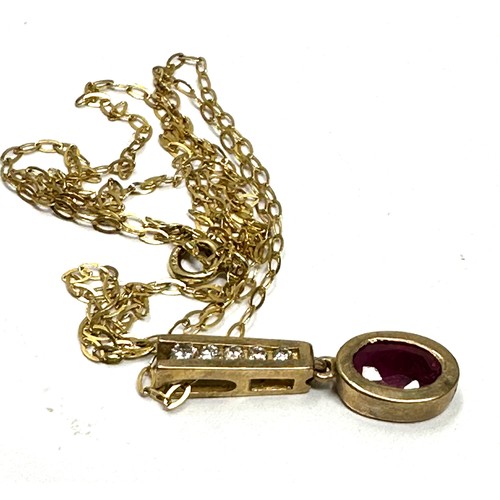 284 - 9ct Gold Diamond And Ruby  Pendant Necklace (1.5g)