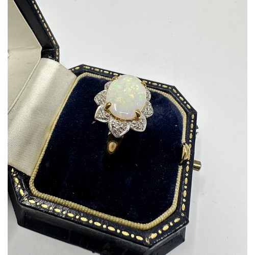 237 - 9ct Gold Diamond &  Opal Ring (4.6g)