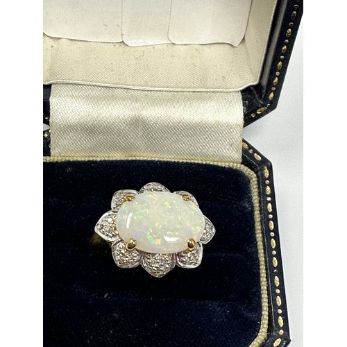 237 - 9ct Gold Diamond &  Opal Ring (4.6g)