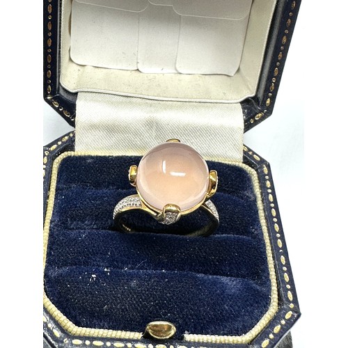 258 - 9ct  Gold Diamond And Rose Quartz Statement Ring (5g)