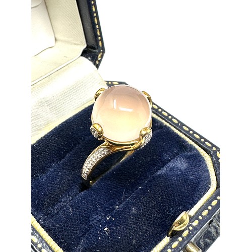 258 - 9ct  Gold Diamond And Rose Quartz Statement Ring (5g)