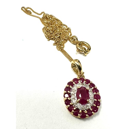 245 - 9ct Gold Diamond And Ruby Pendant Necklace (2.2g)