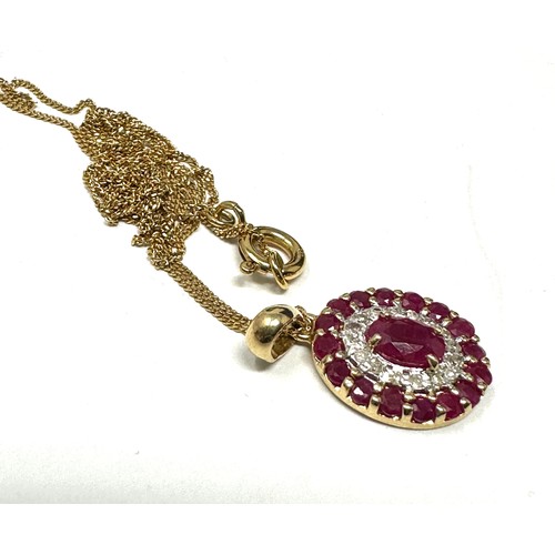 245 - 9ct Gold Diamond And Ruby Pendant Necklace (2.2g)