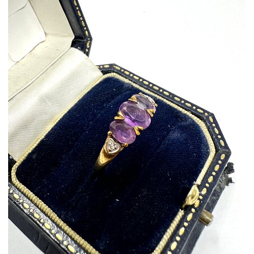 219 - 9ct Gold Diamond And Amethyst  Ring (2.7g)