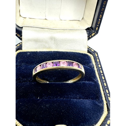 224 - 9ct Gold Amethyst And Pink Sapphire  Ring (2g)