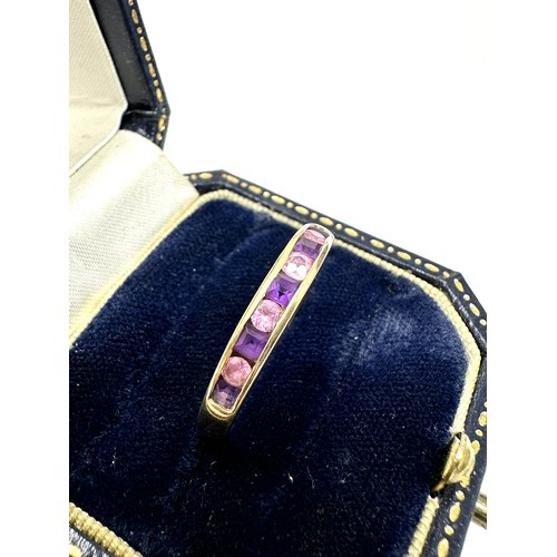 224 - 9ct Gold Amethyst And Pink Sapphire  Ring (2g)