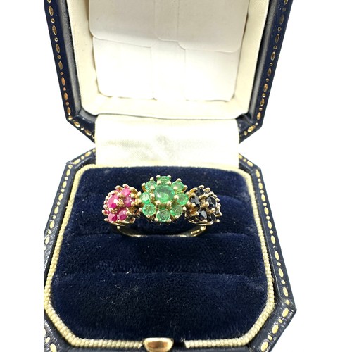 208 - 9ct Gold Emerald, Sapphire And Ruby  Ring (3.4g)