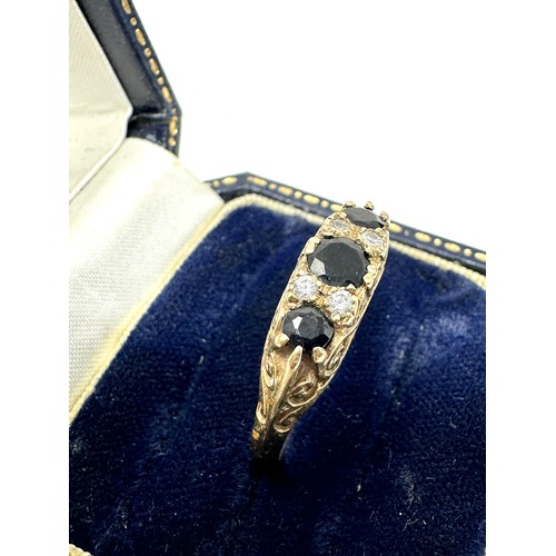 243 - 9ct Gold Sapphire And Cz  Ring (3.1g)